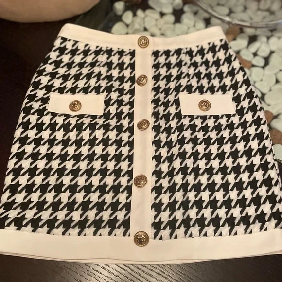 Houndstooth Knitted Skirt Set